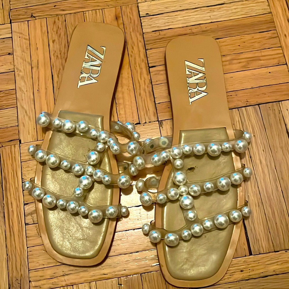 Zara Pearl beaded sandals